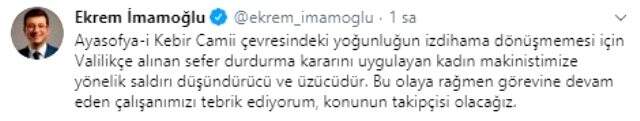 İBB Başkanı Ekrem İmamoğlu, kadın makiniste yapılan saldırının görüntülerini paylaştı