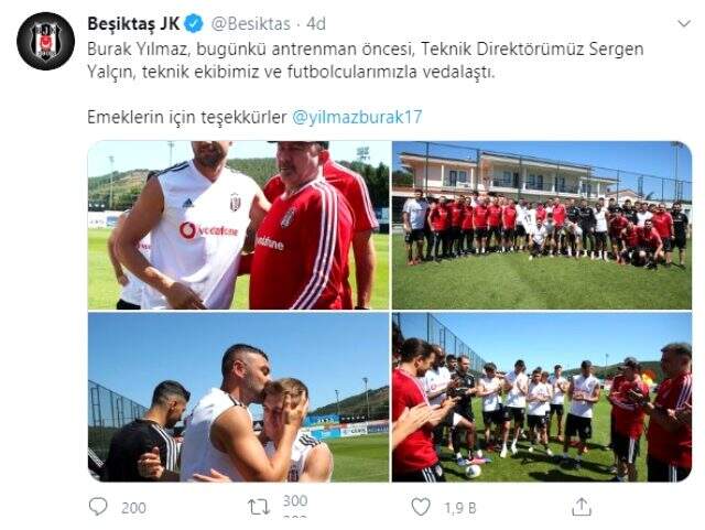 Lille'e transfer olan Burak Yılmaz, tesislere gelerek takım arkadaşlarıyla vedalaştı