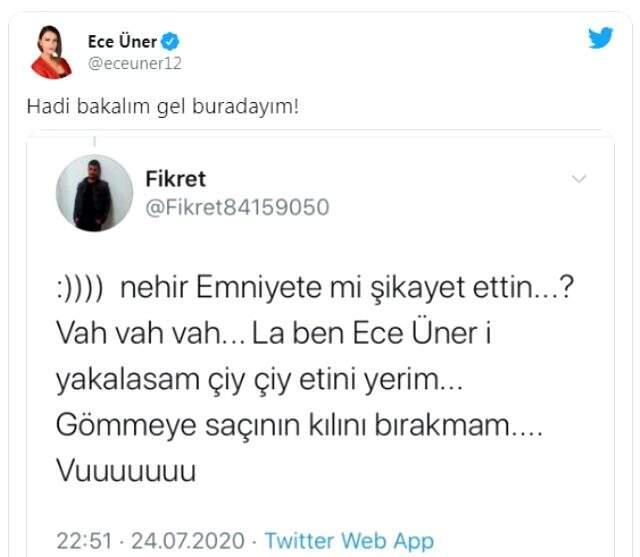 Ece Üner'den ölüm tehdidine böyle yanıt verdi: Gel buradayım