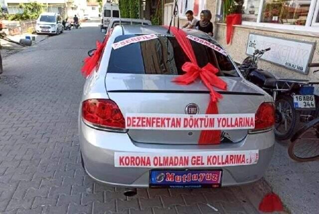 Pandemi süreci gelin arabasına yansıdı Pandemi süreci gelin arabasına yansıdı