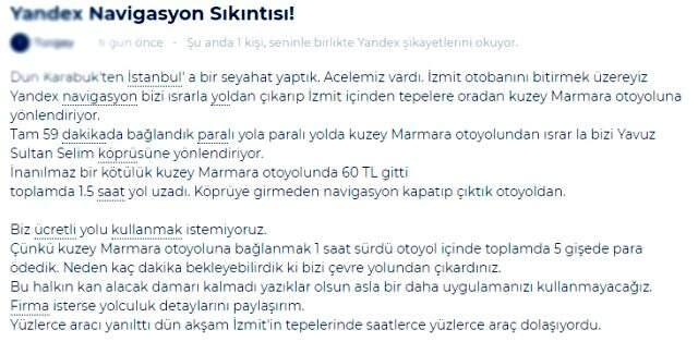Yandex Navigasyon 'yolu' şaşırdı! Hatalı yol tarifi veriyor Yandex Navigasyon 'yolu' şaşırdı! Hatalı yol tarifi veriyor