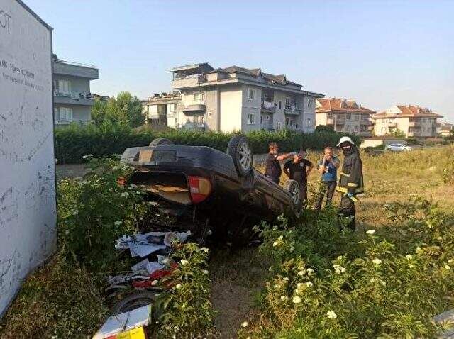 Takla atan otomobilin alkollü sürücüsünden polislere: Sizi görünce heyecanlandım, kaçtım