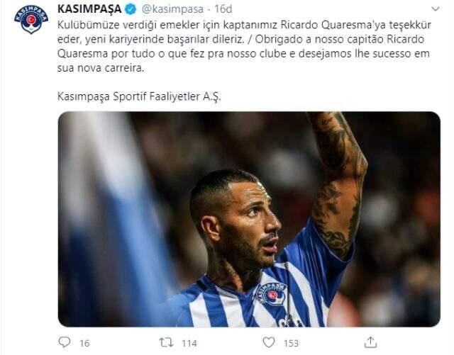 Kasımpaşa, Ricardo Quaresma ile yollarını ayırdı Kasımpaşa, Ricardo Quaresma ile yollarını ayırdı