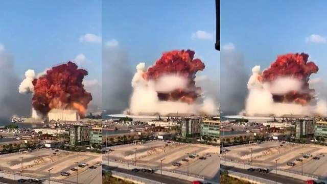 Lübnan'daki korkunç patlama anının görüntüleri ortaya çıktı! Atom ...