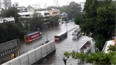 Mumbai'de şiddetli yağış sokakları göle çevirdi Mumbai'de şiddetli yağış sokakları göle çevirdi