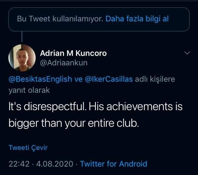 Beşiktaş, tepki toplayan Iker Casillas paylaşımını sildi Beşiktaş, tepki toplayan Iker Casillas paylaşımını sildi
