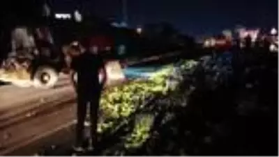 Kocaeli'de devrilen sebze yüklü tır ulaşımı aksattı