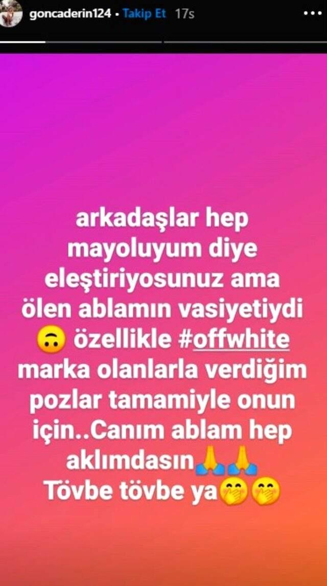 Mayolu pozlarından dolayı eleştirilen Ebru Şallı'ya Gonca Derin'den skandal gönderme Mayolu pozlarından dolayı eleştirilen Ebru Şallı'ya Gonca Derin'den skandal gönderme
