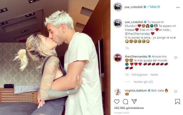 Theo Hernandez ile Zoe Cristofoli, yaptıkları paylaşımlarla aşklarını ilan ettiler