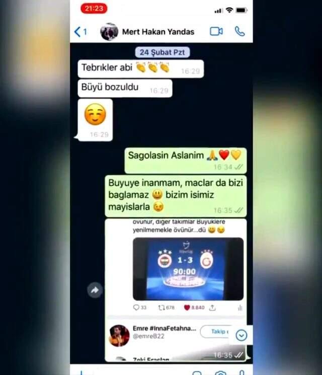 Mert Hakan Yandaş ile Galatasaraylı bir yöneticinin WhatsApp mesajları gündemi karıştıracak Mert Hakan Yandaş ile Galatasaraylı bir yöneticinin WhatsApp mesajları gündemi karıştıracak