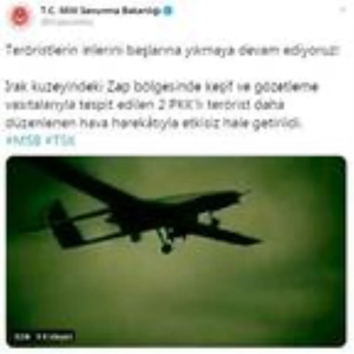 Irak'ın kuzeyine hava harekatı; 2 terörist etkisiz getirildi