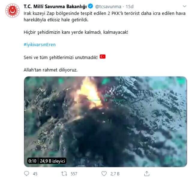 Irak kuzeyinde 2 PKK'lı terörsit etkisiz hale getirildi Irak kuzeyinde 2 PKK'lı terörsit etkisiz hale getirildi