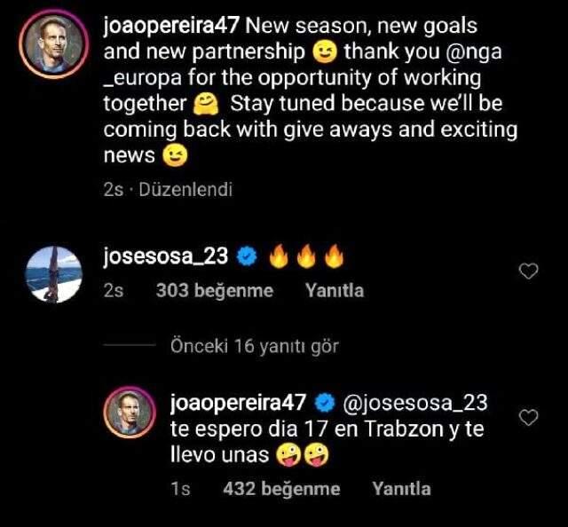 Joao Pereira, ayrılığı gündemde olan Jose Sosa'ya seslendi: Trabzon'da bekliyorum Joao Pereira, ayrılığı gündemde olan Jose Sosa'ya seslendi: Trabzon'da bekliyorum