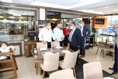 Palandöken'de maske, mesafe ve temizlik denetimi Palandöken'de maske, mesafe ve temizlik denetimi