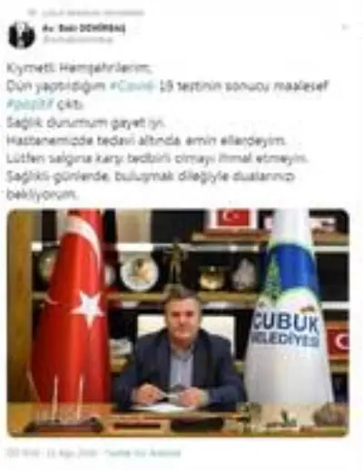 Çubuk Belediye Başkanı Demirbaş'ın koronavirüs testi pozitif çıktı Çubuk Belediye Başkanı Demirbaş'ın koronavirüs testi pozitif çıktı