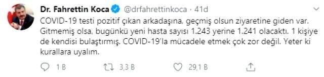 Bakan Koca sitem etti: Koronavirüs testi pozitif çıkan arkadaşına geçmiş olsun ziyaretine giden var Bakan Koca sitem etti: Koronavirüs testi pozitif çıkan arkadaşına geçmiş olsun ziyaretine giden var