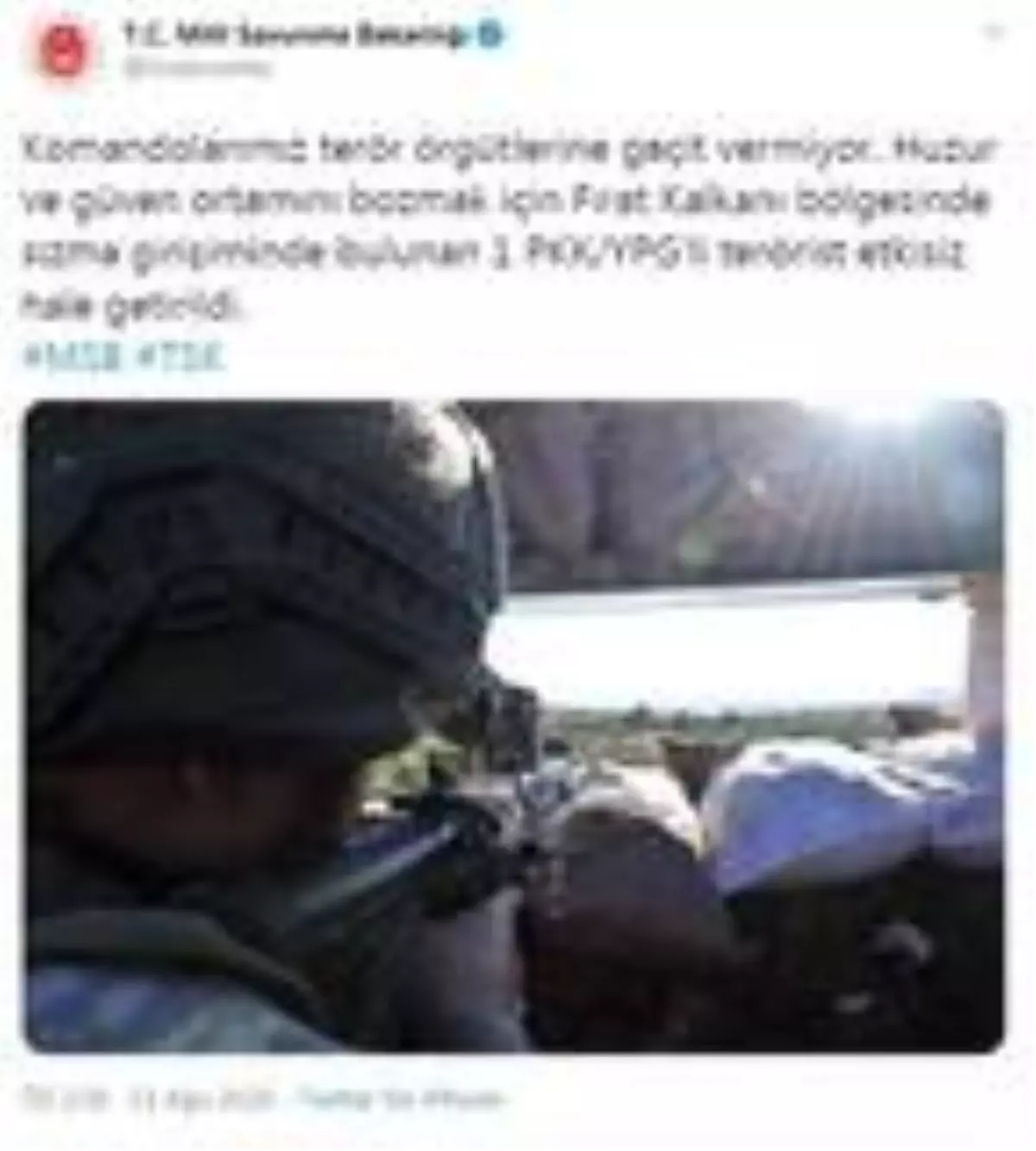 Son dakika haber | MSB: 1 PKK/YPG'li terörist etkisiz hale getirildi