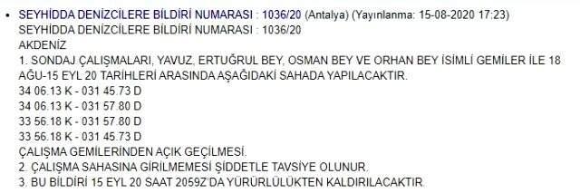 Türkiye yeni Navtex ilan etti! Doğu Akdeniz'de petrol ve doğal gazın izi sürülecek Türkiye yeni Navtex ilan etti! Doğu Akdeniz'de petrol ve doğal gazın izi sürülecek