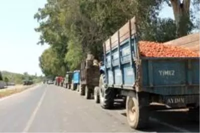 Domates üreticileri salça fabrikası önünde uzun kuyruklar oluşturdu Domates üreticileri salça fabrikası önünde uzun kuyruklar oluşturdu