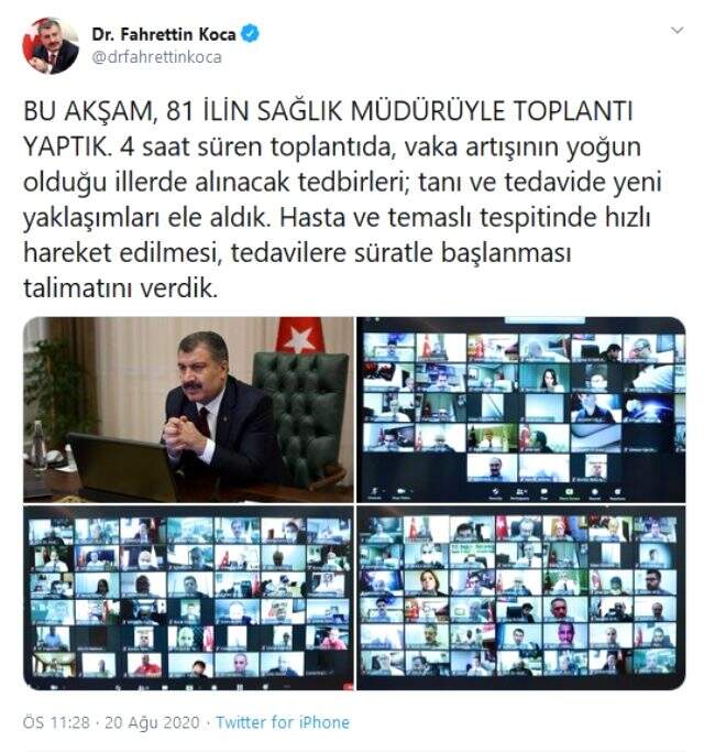 Bakan Koca, 81 ilin sağlık müdürü ile görüştü