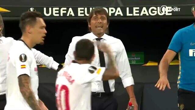 Avrupa Ligi finalinde Inter'li Conte ile Sevilla'lı futbolcu Banega birbirine girdi