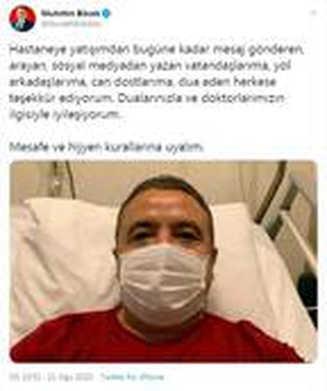 Koronavirüse yakalanan Başkan Böcek, sosyal medyada üzerinden 'maske ve hijyen' uyarısında bulundu