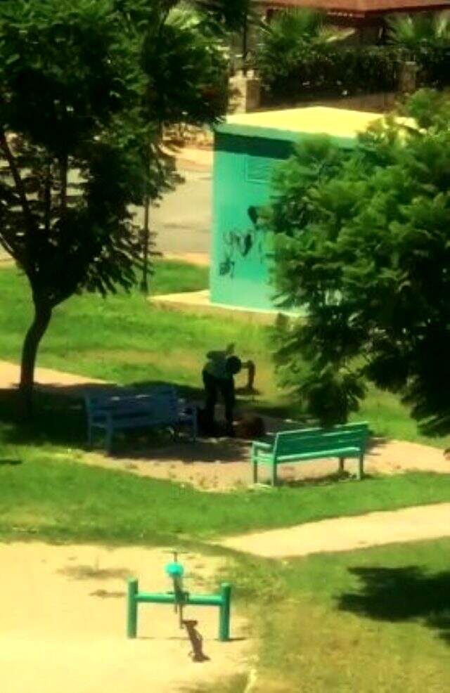 Antalya'da bir kişi, parkın ortasında kadını yere yatırıp darp etti! O anlar kameraya yansıdı
