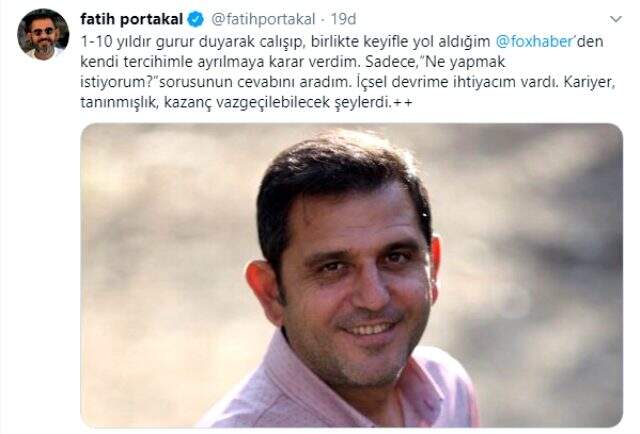 FOX TV'den istifa eden Fatih Portakal'dan ilk açıklama: Ruhumu ve bedenimi dengeleyeceğim