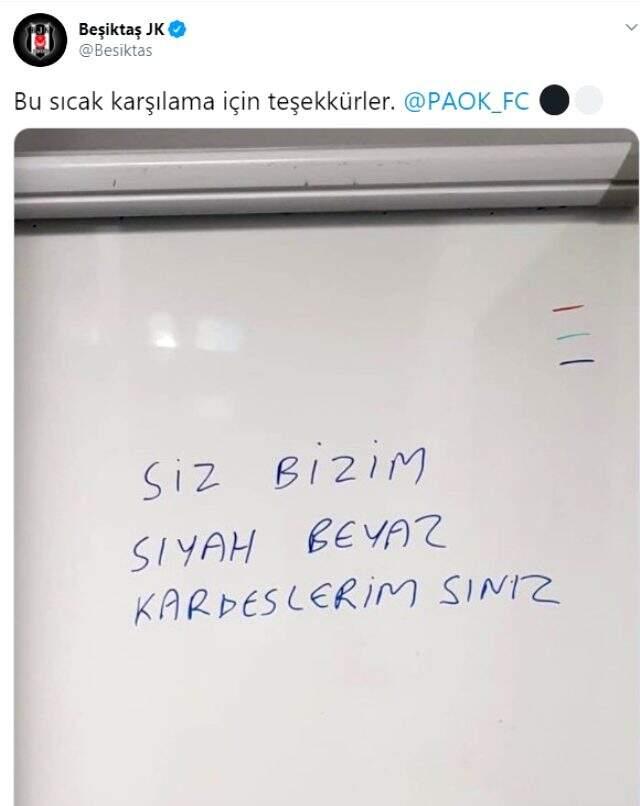 PAOK'tan Beşiktaş'a maç öncesi sıcak karşılama: Kardeşlerimsiniz PAOK'tan Beşiktaş'a maç öncesi sıcak karşılama: Kardeşlerimsiniz