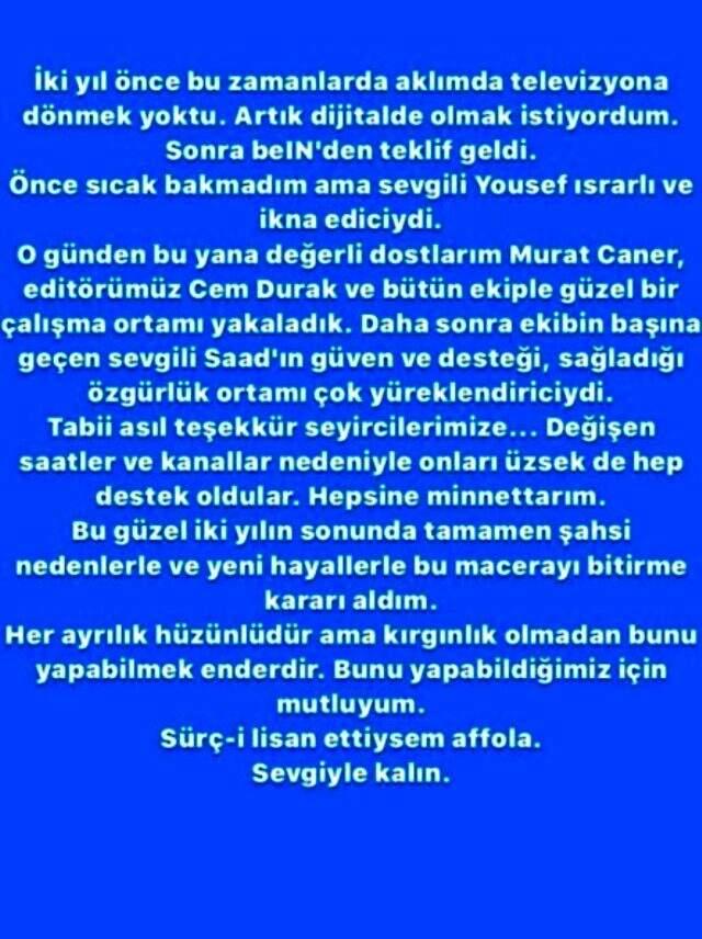 Spor Yazarı Mehmet Demirkol, beIN Sports'tan ayrıldığını duyurdu