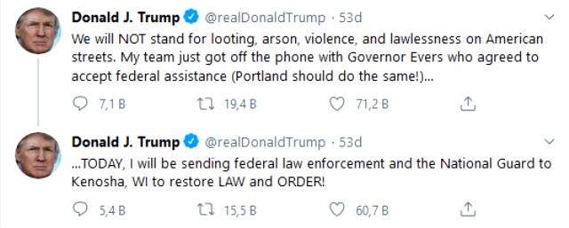 Trump, Jacob Blake'in polis tarafından vurulmasıyla protestolara sahne olan Wisconsin'e Ulusal Muhafızlar gönderiyor