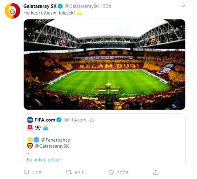 Fenerbahçe, FIFA'nın başlattığı taraftar anketinde Galatasaray'a fark attı
