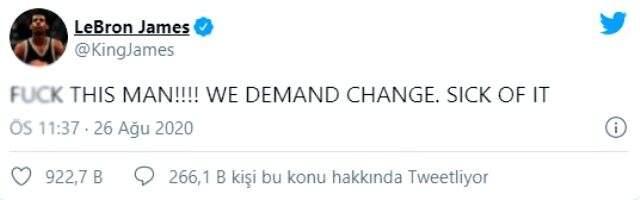 NBA'deKİ tarihi boykot sonrası James'in Trump ile ilgili paylaştığı küfürlü twit gündem oldu NBA'deKİ tarihi boykot sonrası James'in Trump ile ilgili paylaştığı küfürlü twit gündem oldu
