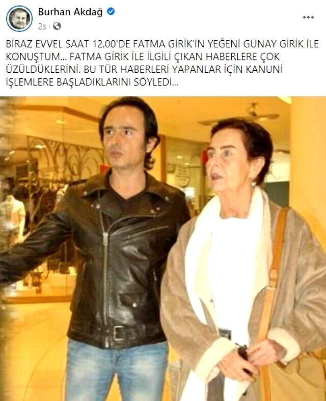 Fatma Girik, sosyal medyada yayılan 'öldü' iddialarını yalanladı: Gayet iyiyim
