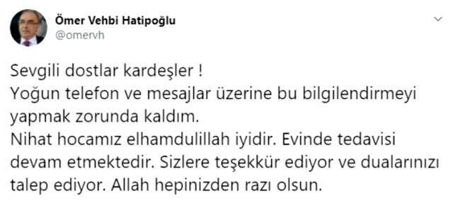 Koronavirüs'e yakalanan Nihat Hatipoğlu'nun sağlık durumu nasıl? Ağabeyi sevenlerinin içine su serpti