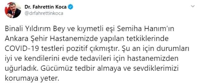 Korona testleri pozitif çıkan Binali Yıldırım ve eşi hastane çıkışı görüntülendi