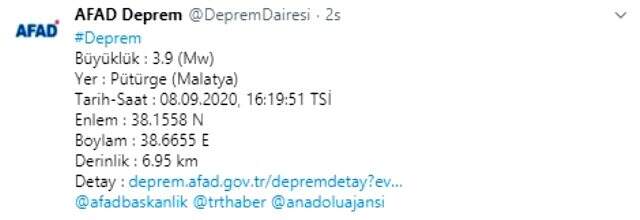 Malatya'da 4 büyüklüğünde bir deprem daha meydana geldi