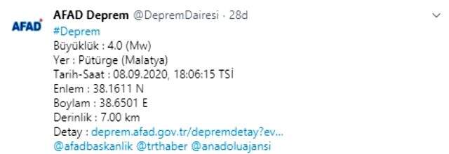 Malatya'da 4 büyüklüğünde bir deprem daha meydana geldi