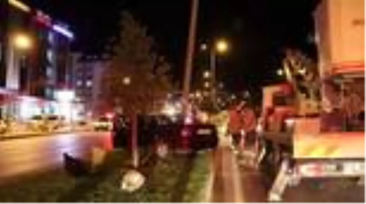 Aydınlatma direğine çarpan otomobilin sürücüsü yaralandı