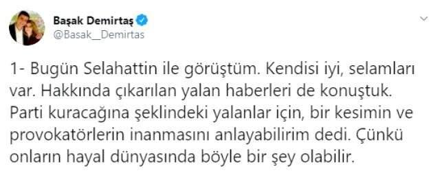 Başak Demirtaş, eşine herkesin merak ettiği soruyu sordu: Parti mi kuruyorsun? Başak Demirtaş, eşine herkesin merak ettiği soruyu sordu: Parti mi kuruyorsun?