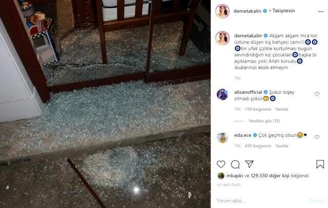 Demet Akalın'ın 6 yaşındaki kızının üzerine cam düştü Demet Akalın'ın 6 yaşındaki kızının üzerine cam düştü