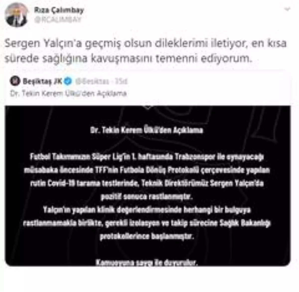 Rıza Çalımbay'dan Sergen Yalçın'a geçmiş olsun mesajı