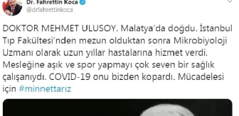 Son dakika haber: Bakan Koca'dan, doktor 'Mehmet Ulusoy' paylaşımı