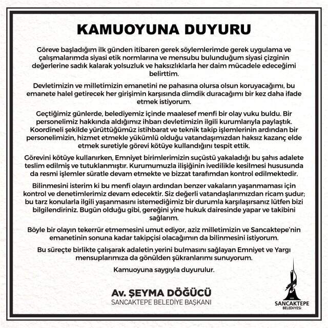 Sancaktepe Belediyesi'nde vatandaşı haraca bağlayan personel suçüstü yakalandı
