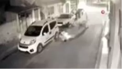Bursa'da motosiklet ve bisiklet çarpıştı o anlar kamerada