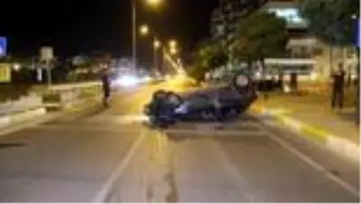 Takla atan otomobildeki 1 kişi yaralandı Takla atan otomobildeki 1 kişi yaralandı