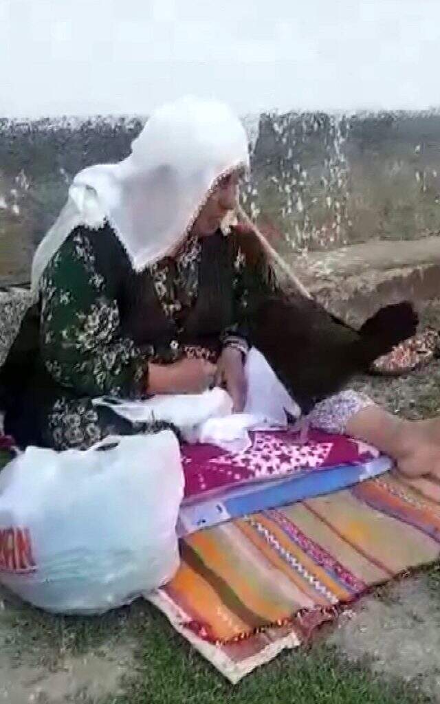 Tavukları ağzı ile besliyor