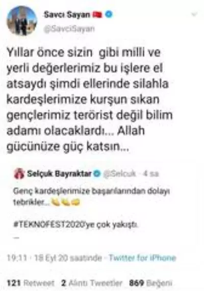 Başkan Sayan'dan Ağrılı gençlere destek veren Selçuk Bayraktar'a teşekkür Başkan Sayan'dan Ağrılı gençlere destek veren Selçuk Bayraktar'a teşekkür
