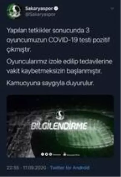 Son dakika haberleri! Sakaryaspor'da 3 oyuncu koronavirüse yakalandı Son dakika haberleri! Sakaryaspor'da 3 oyuncu koronavirüse yakalandı