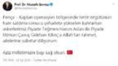 TBMM Başkanı Şentop'tan şehit 2 asker için başsağlığı mesajı TBMM Başkanı Şentop'tan şehit 2 asker için başsağlığı mesajı